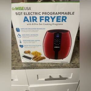 GoWISE USA Red 5QT Electric Programmable Air Fryer rapid kitchen tool new